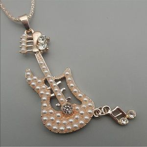Faux Pearl Guitar Necklace